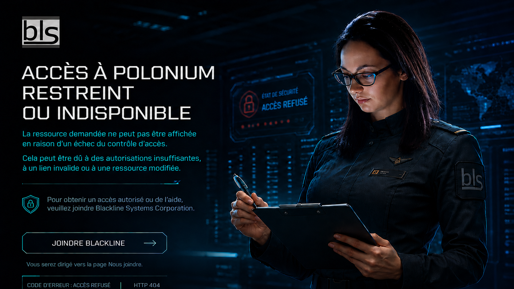 Page Blackline Systems Corporation indiquant un accès restreint ou indisponible