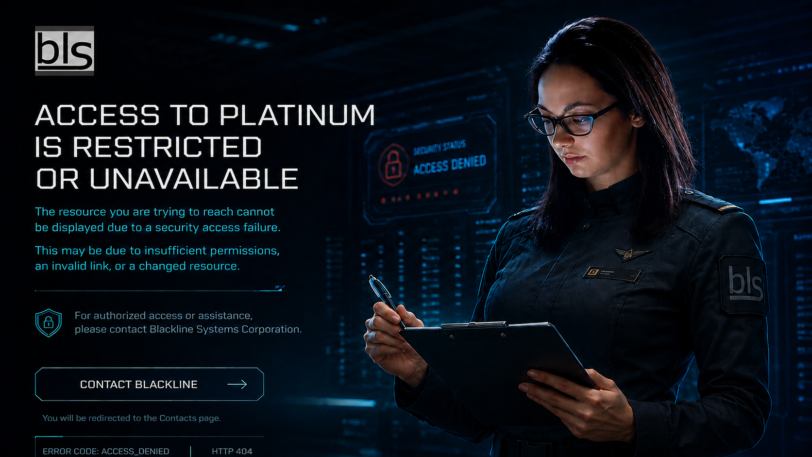 Blackline Systems Corporation access restricted or unavailable error page