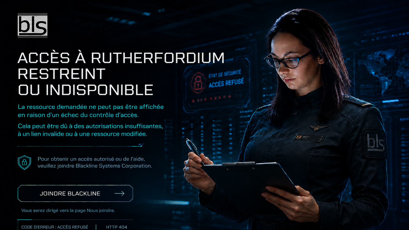 Page Blackline Systems Corporation indiquant un accès restreint ou indisponible
