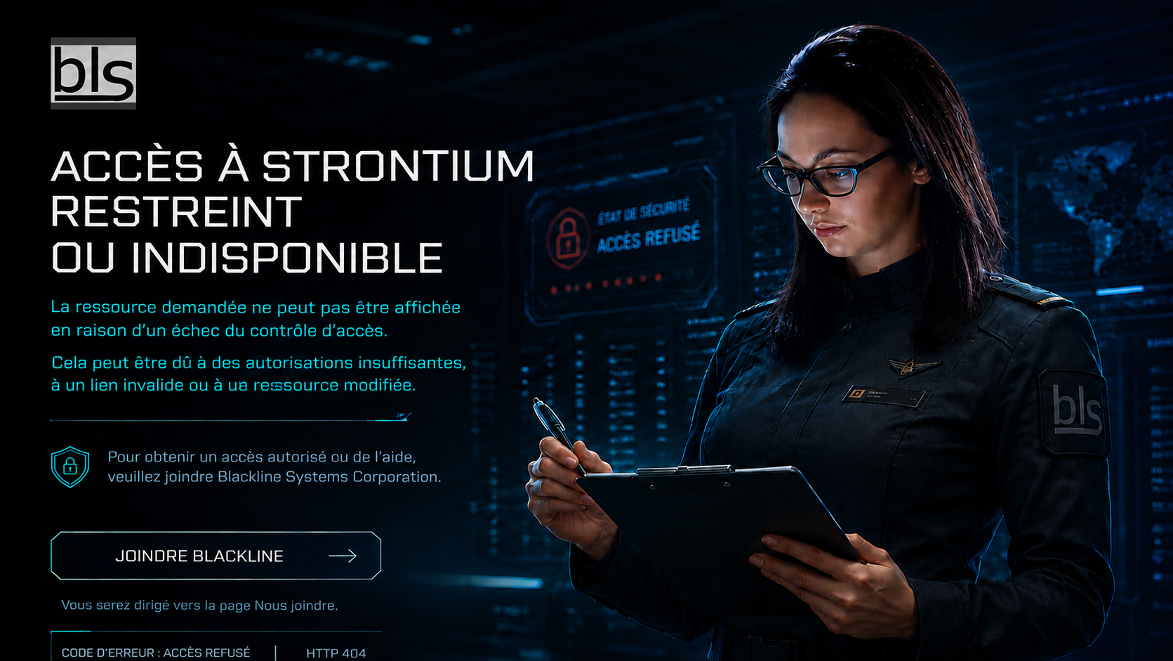Page Blackline Systems Corporation indiquant un accès restreint ou indisponible